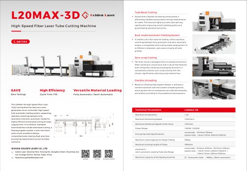 Golden Laser High Precision 3D Laser Tube Cutting Machine L20MAX-3D