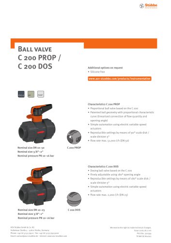 Ball valve C200 PROP/C200 DOS