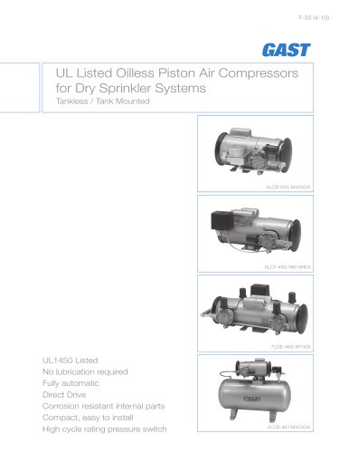 UL Listed Oilless Piston Air Compressors  for Dry Sprinkler Systems