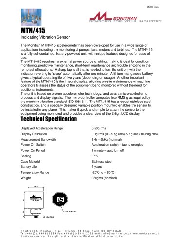 condition monitoring and diagnosis system  MTN/415