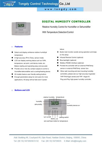 F2000P-TH series DIGITAL HUMIDITY CONTROLLER | Tongdy®