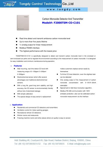 F2000TSM-CO-C high accuracy electrochemical CO transmitter | Tongdy®