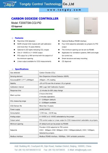 F2000TSM-CO2 series PID CO2 Controller | Tongdy®