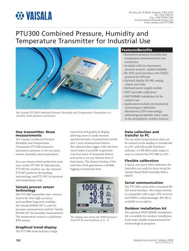 Combined Pressure, Humidity and Temperature Transmitter for Industrial Use