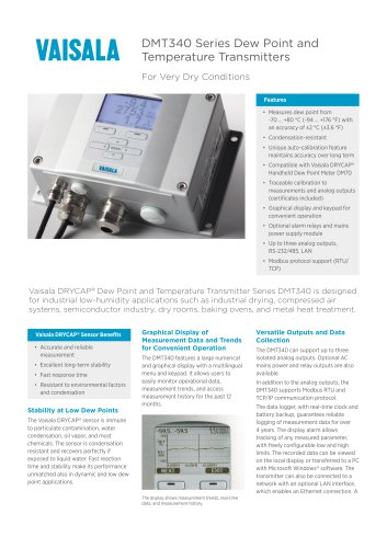 DMT340 Series Dew Point andTemperature Transmitters