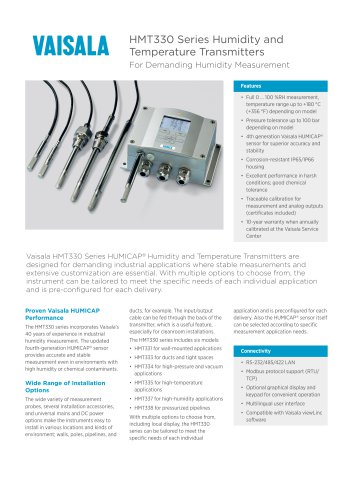 Humidity and Temperature Meter Series HMT330