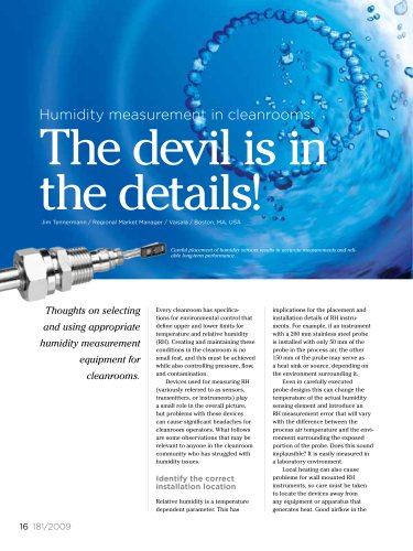 Humidity measurement in cleanrooms: The devil is in the details!