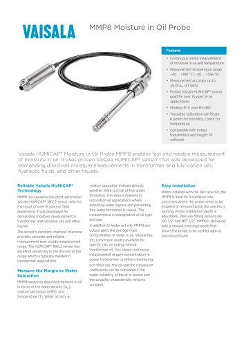 MMP8 Moisture in Oil Probe