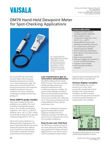 Vaisala DRYCAP® Hand-Held Dewpoint Meter DM70