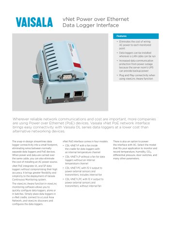 vNet Power over Ethernet Data Logger Interface