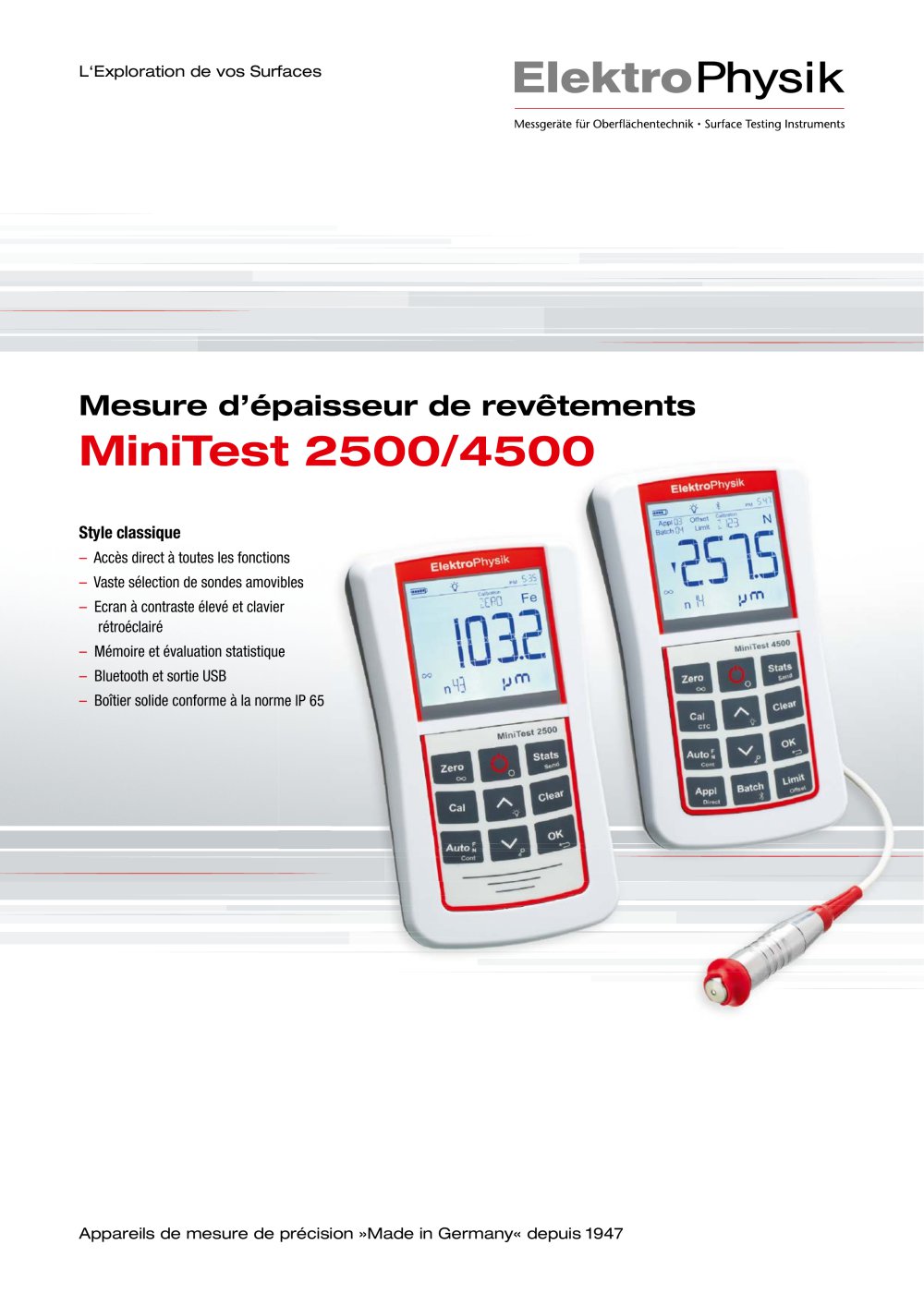 MiniTest 4500 - mesure d'&eacute;paisseur de rev&ecirc;tements - ElektroPhysik Dr. Steingroever GmbH & Co. KG