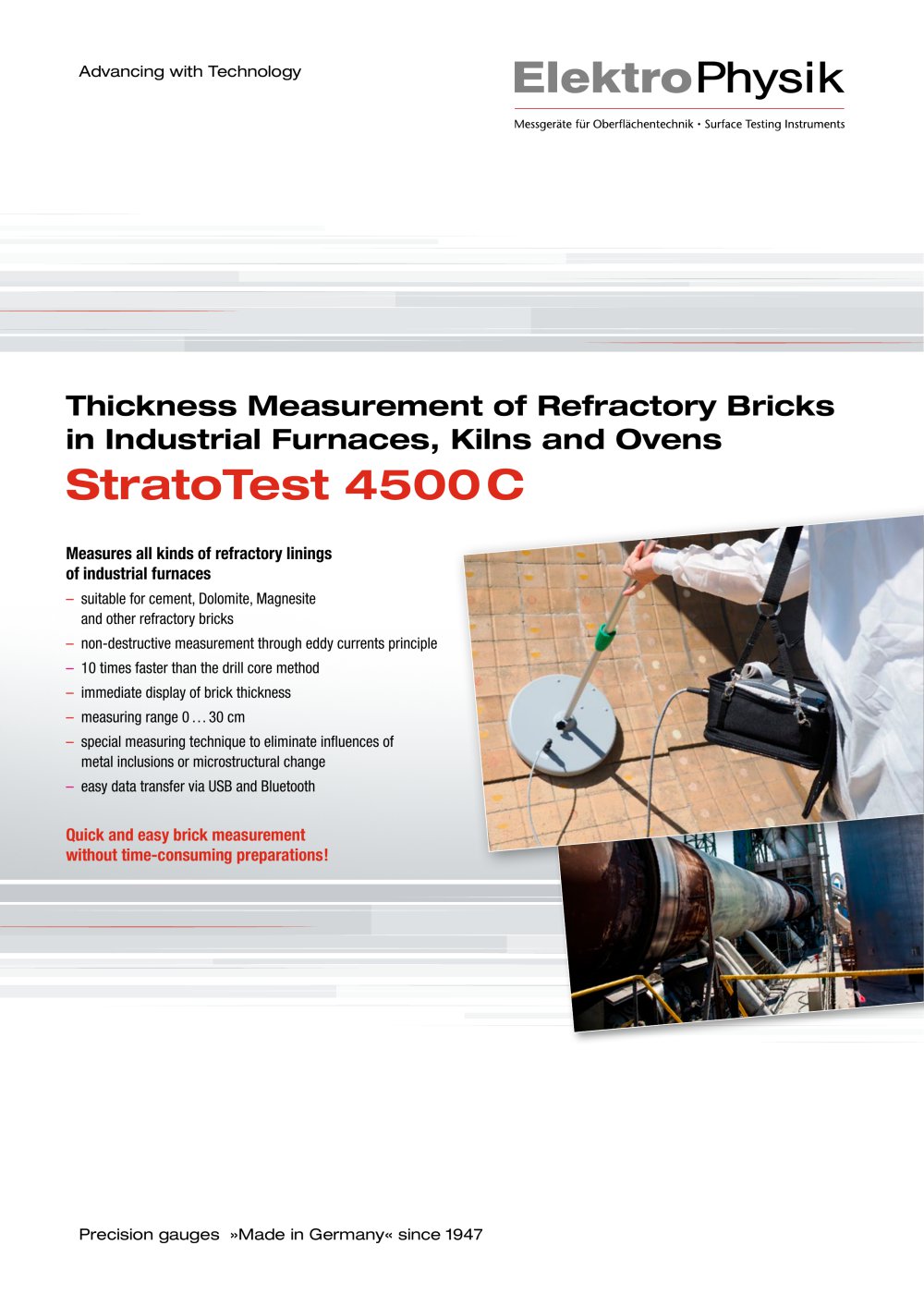 StratoTest 4500 C - thickness measurement of kiln linings - ElektroPhysik Dr. Steingroever GmbH & Co. KG