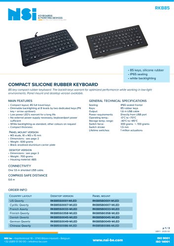Compact silicone rubber keyboard - desktop