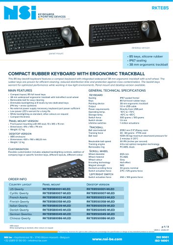 Compact silicone rubber keyboard with ergonomic trackball - Dekstop