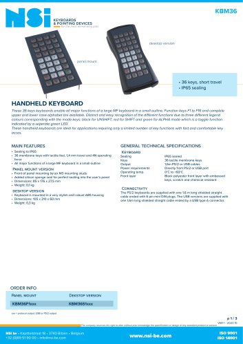Handheld panel mount keyboard
