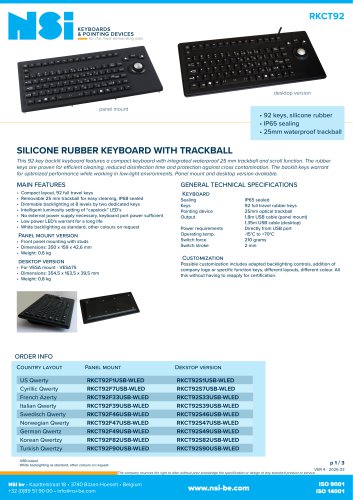 Silicone rubber keyboard with trackball - Desktop