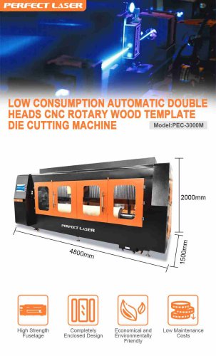 Perfect Laser-Low Consumption Automatic Double Heads CNC Rotary Wood Template Die Milling Cutting Machine PEC-3000M