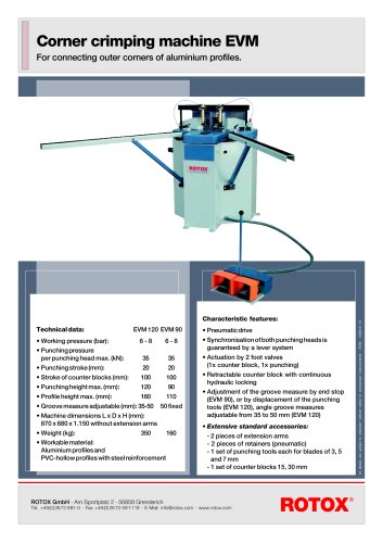 Corner crimping machine EVM