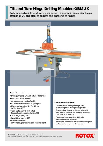 Tilt and Turn Hinge Drilling Machine GBM 3K