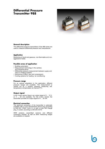 Differential pressure transmitter 988