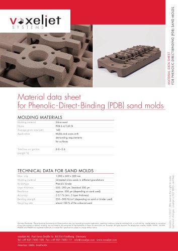 Material data sheet for Phenolic-Direct-Binding (PDB) sand molds