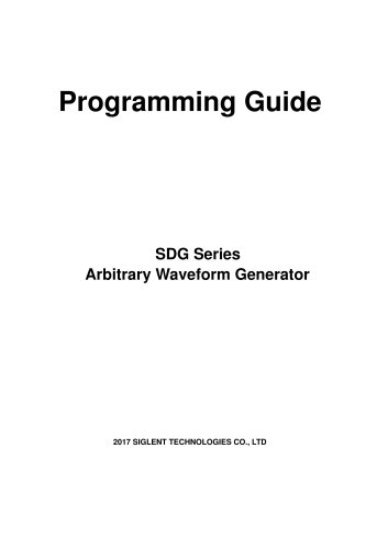 SDG Series Arbitrary Waveform Generator Programming Guide