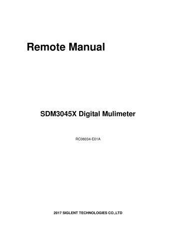 SIGLENT Digital Multimeter SDM3045X Remote Manual