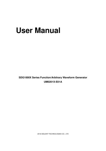 Siglent SDG1000X Waveform Generators UserManual