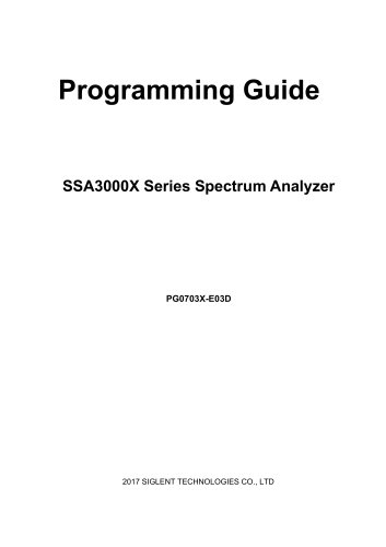 Siglent Spectrum Analyzer SSA3000X Series DataSheet