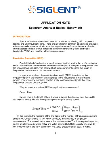 Spectrum Analyzer Bandwidth