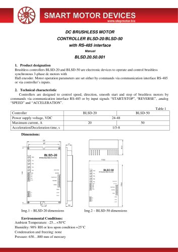 DC BRUSHLESS MOTOR CONTROLLER BLSD-20/BLSD-50