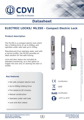 ELECTRIC LOCKS/ ML350 - Compact Electric Lock