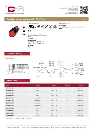 Switches - Push buttons ø16 - D16PMx1