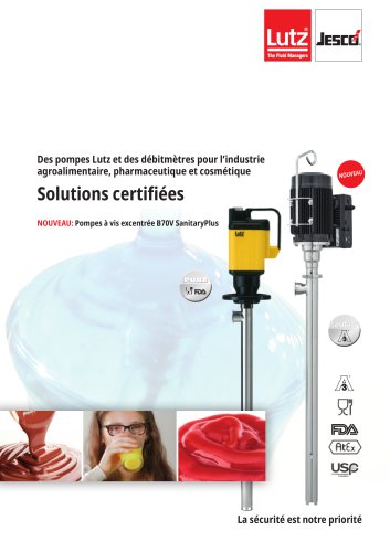 Des pompes Lutz et des d&eacute;bitm&egrave;tres pour l&rsquo;industrie agroalimentaire, pharmaceutique et cosm&eacute;tique