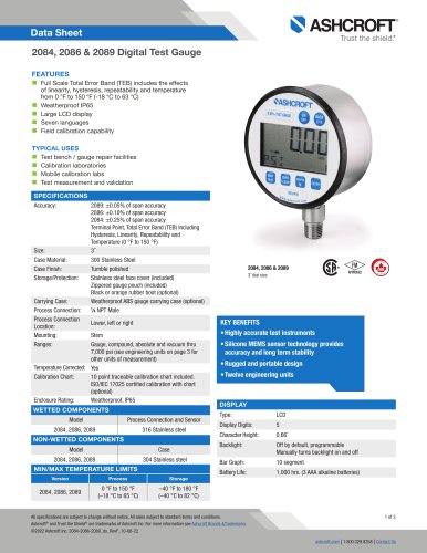 2084, 2086 & 2089 Digital Test Gauge