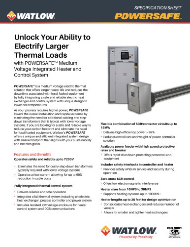 POWERSAFE Medium Voltage Heating & Control System Spec Sheet
