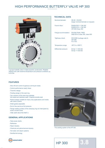 HIGH PERFORMANCE BUTTERFLY VALVE HP 300