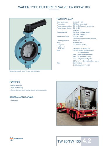 WAFER TYPE BUTTERFLY VALVE TW 80/TW 100