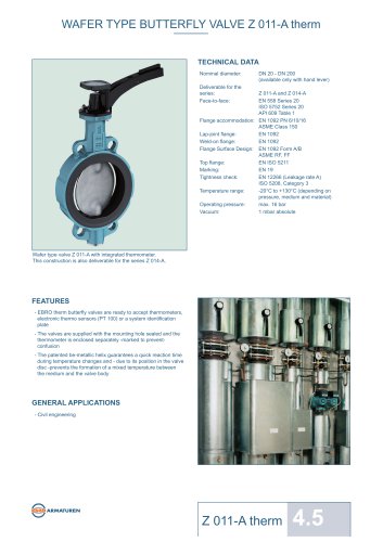 WAFER TYPE BUTTERFLY VALVE Z 011-A therm