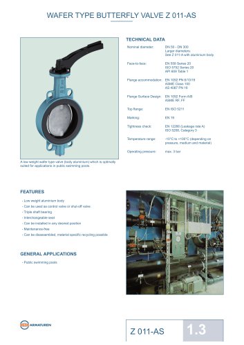 WAFER TYPE BUTTERFLY VALVE Z 011-AS