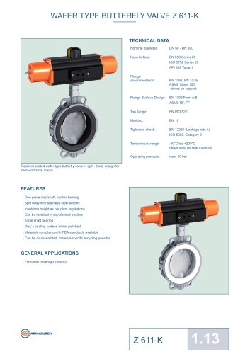 WAFER TYPE BUTTERFLY VALVE Z 611-K