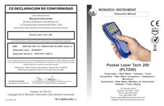 Portable Tachometer: PLT200 Pocket Laser Tach