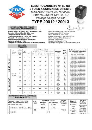 Direct acting 2/2 solenoid valve- plastic