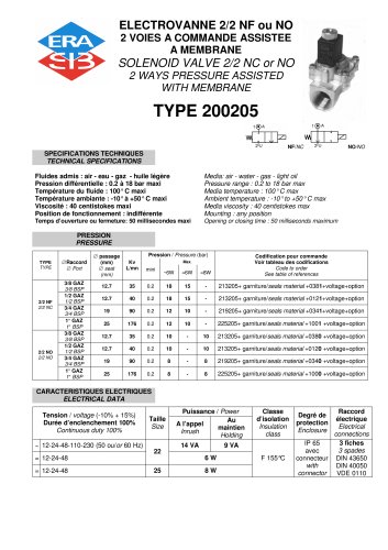 Pressure assisted 2/2 NC solenoid valve - brass