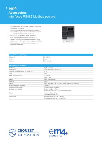 Datasheet - RS485 Modbus Slave Interfaces