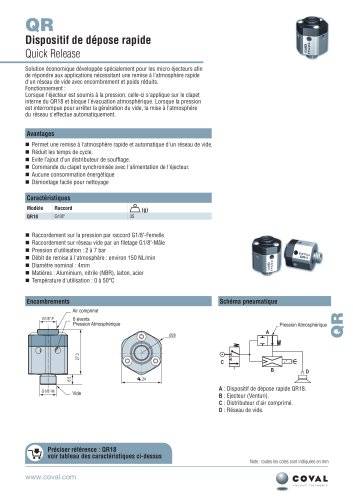 DISPOSITIF DE DÉPOSE RAPIDE Quick release, série QR