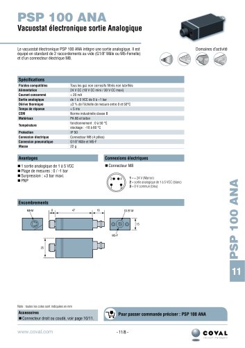 Vacuostat Électronique Analogique, PSP100ANA