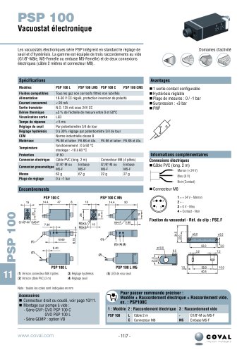 Vacuostat Électronique, Série PSP100