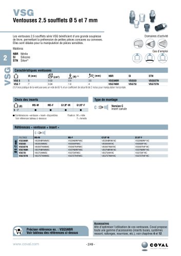 Ventouses 2.5 Soufflets Ø 5 À 7 Mm, Série VSG