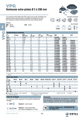Ventouses Extra-plates Ø 2 à 200 mm, série VPG